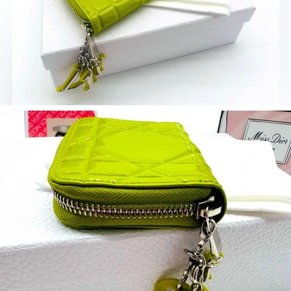 Christian Dior Lady Dior Neon Green Coin Purse 💚
